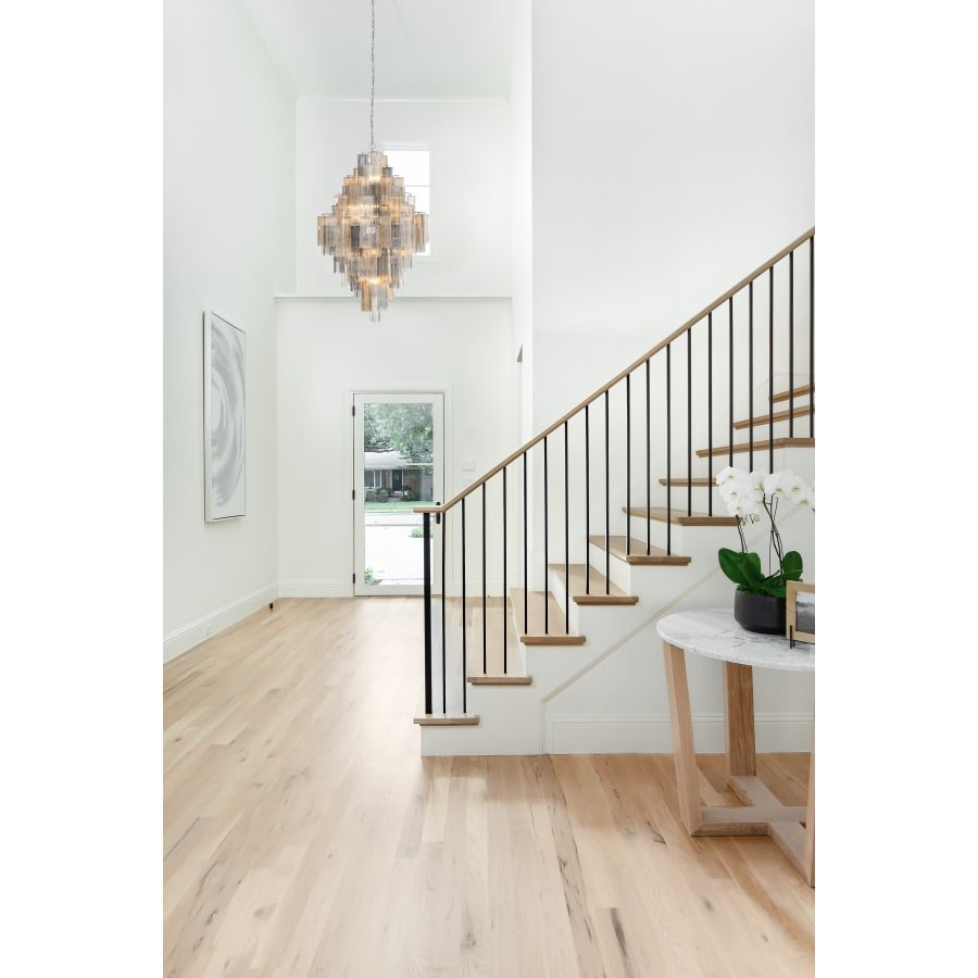 Addis 20 Light 31in Crystal Waterfall Chandelier Aged Brass - fovolighting