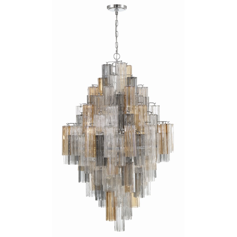 Addis 20 Light 31in Crystal Waterfall Chandelier Aged Brass - fovolighting