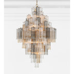 Addis 20 Light 31in Crystal Waterfall Chandelier Aged Brass - fovolighting