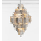 Addis 20 Light 31in Crystal Waterfall Chandelier Aged Brass - fovolighting