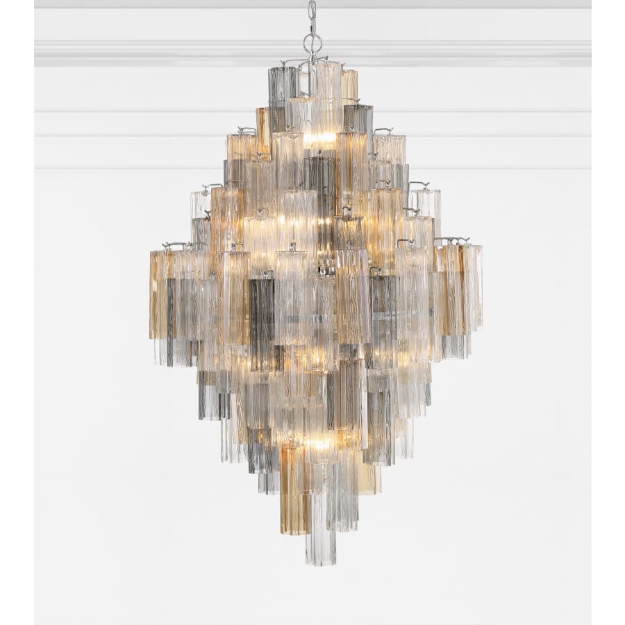 Addis 20 Light 31in Crystal Waterfall Chandelier Aged Brass - fovolighting