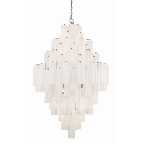 Addis 20 Light 31in Waterfall Chandelier Aged Brass - fovolighting