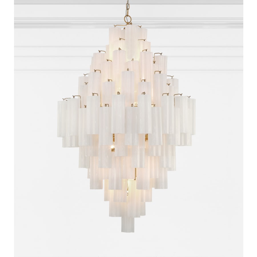 Addis 20 Light 31in Waterfall Chandelier Aged Brass - fovolighting