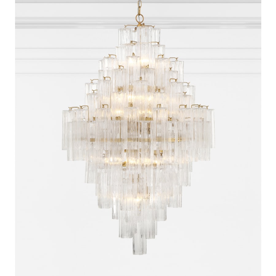 Addis 20 Light Crystal Waterfall Chandelier Aged Brass - fovolighting
