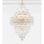 Addis 20 Light Crystal Waterfall Chandelier Aged Brass - fovolighting