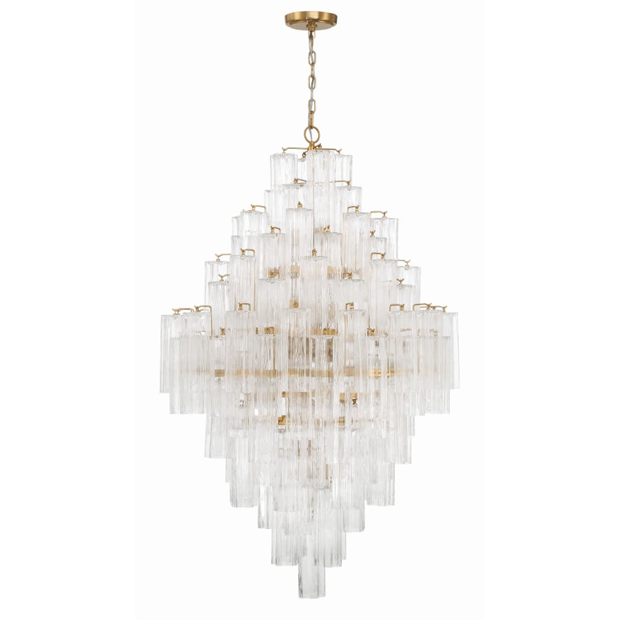 Addis 20 Light Crystal Waterfall Chandelier Aged Brass - fovolighting