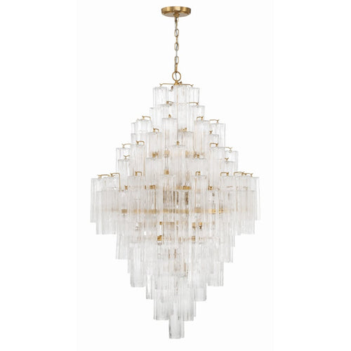 Addis 20 Light Crystal Waterfall Chandelier Aged Brass - fovolighting