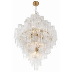 Addis 20 Light Crystal Waterfall Chandelier Aged Brass - fovolighting