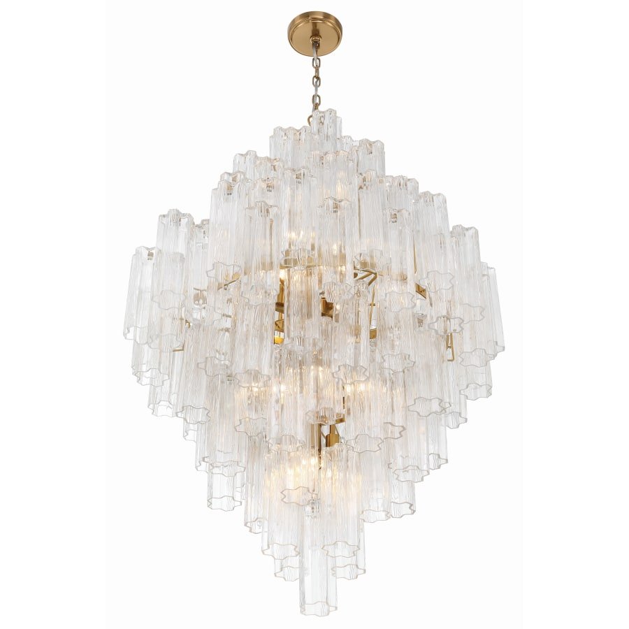 Addis 20 Light Crystal Waterfall Chandelier Aged Brass - fovolighting