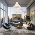 Addis 20 Light Crystal Waterfall Chandelier Aged Brass - fovolighting