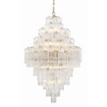 Addis 20 Light Crystal Waterfall Chandelier Aged Brass - fovolighting