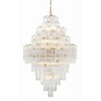 Addis 20 Light Crystal Waterfall Chandelier Aged Brass - fovolighting