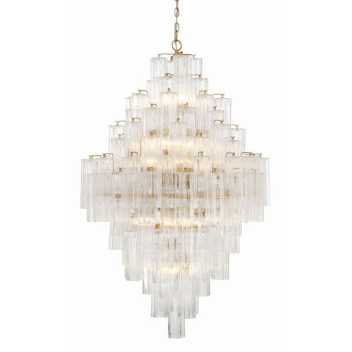 Addis 20 Light Crystal Waterfall Chandelier Aged Brass - fovolighting