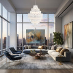 Addis 20 Light Crystal Waterfall Chandelier Aged Brass - fovolighting