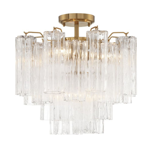 Addis 4 - Light 18" Semi - Flush Waterfall Ceiling Fixture Clear Glass - fovolighting