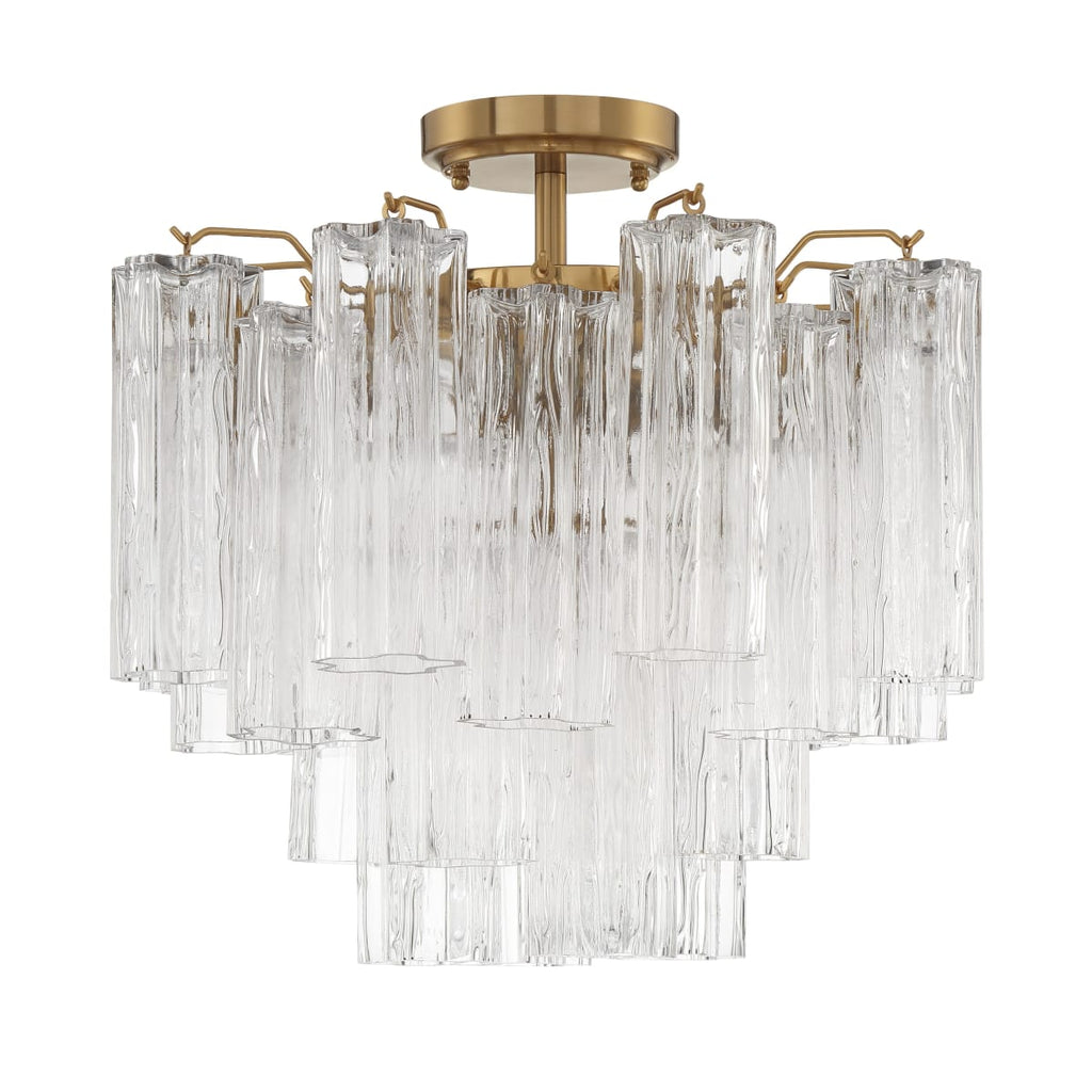Addis 4 - Light 18" Semi - Flush Waterfall Ceiling Fixture Clear Glass - fovolighting