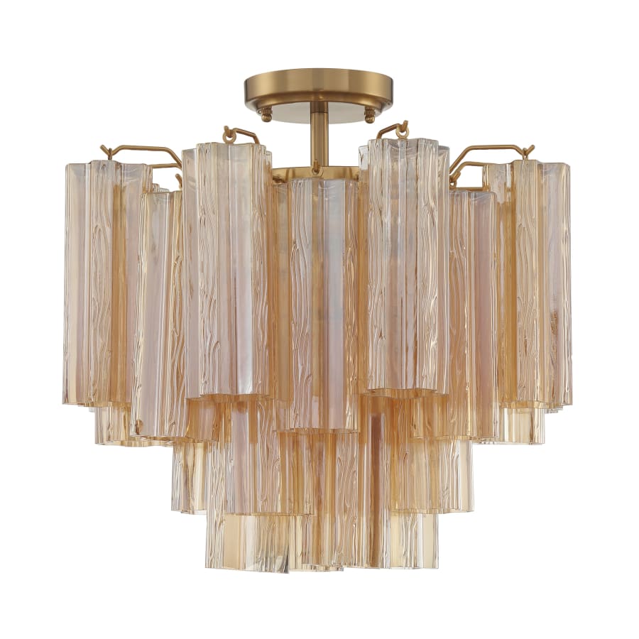 Addis 4 Light 18in Semi - Flush Waterfall Ceiling Fixture Amber Glass - fovolighting