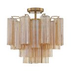 Addis 4 Light 18in Semi - Flush Waterfall Ceiling Fixture Amber Glass - fovolighting