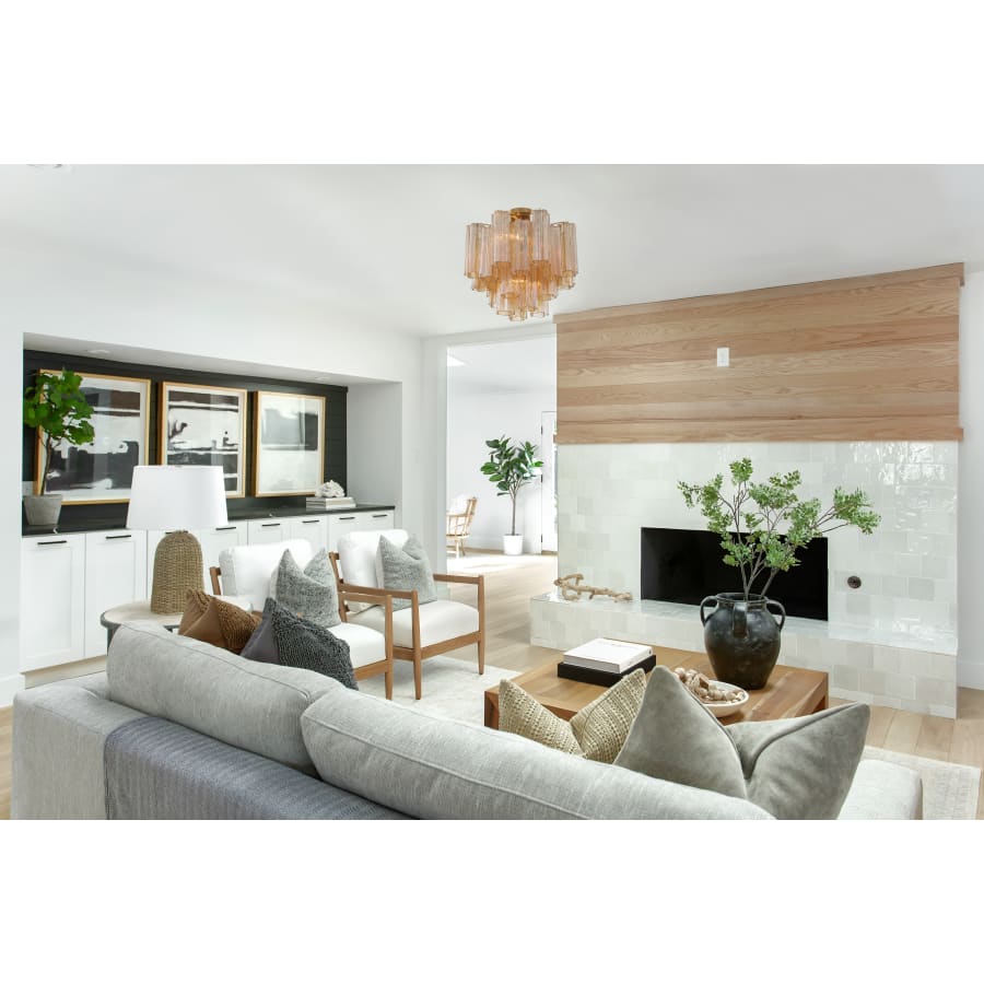 Addis 4 Light 18in Semi - Flush Waterfall Ceiling Fixture Amber Glass - fovolighting