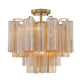 Addis 4 Light 18in Semi - Flush Waterfall Ceiling Fixture Amber Glass - fovolighting