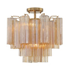 Addis 4 Light 18in Semi - Flush Waterfall Ceiling Fixture Amber Glass - fovolighting