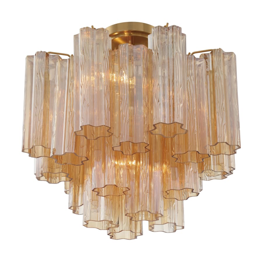 Addis 4 Light 18in Semi - Flush Waterfall Ceiling Fixture Amber Glass - fovolighting