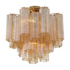 Addis 4 Light 18in Semi - Flush Waterfall Ceiling Fixture Amber Glass - fovolighting