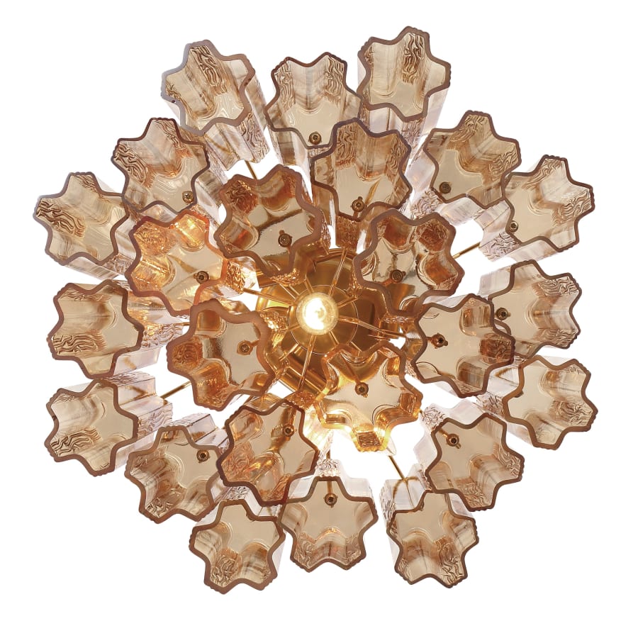 Addis 4 Light 18in Semi - Flush Waterfall Ceiling Fixture Amber Glass - fovolighting