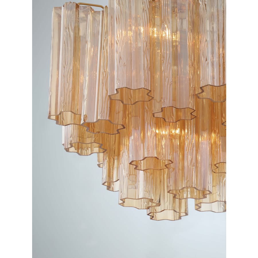 Addis 4 Light 18in Semi - Flush Waterfall Ceiling Fixture Amber Glass - fovolighting