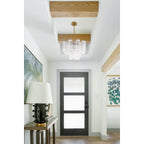 Addis 4 - Light 18in Waterfall Chandelier Clear Glass Aged Brass - fovolighting