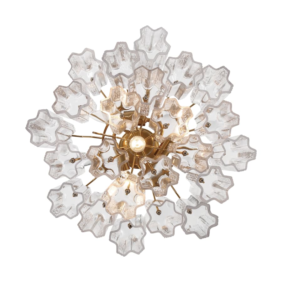Addis 4 - Light 18in Waterfall Chandelier Clear Glass Aged Brass - fovolighting