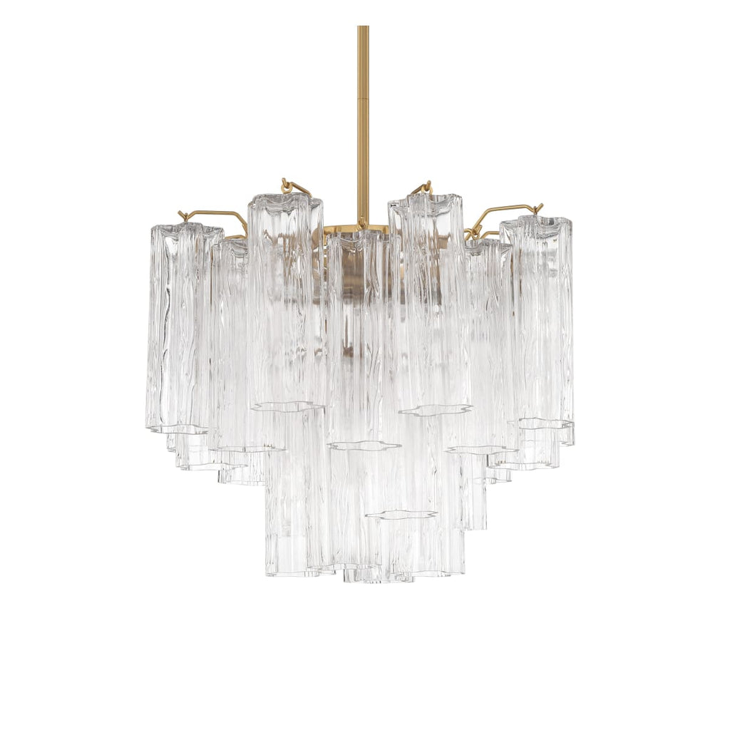Addis 4 - Light 18in Waterfall Chandelier Clear Glass Aged Brass - fovolighting
