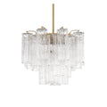 Addis 4 - Light 18in Waterfall Chandelier Clear Glass Aged Brass - fovolighting