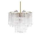 Addis 4 - Light 18in Waterfall Chandelier Clear Glass Aged Brass - fovolighting