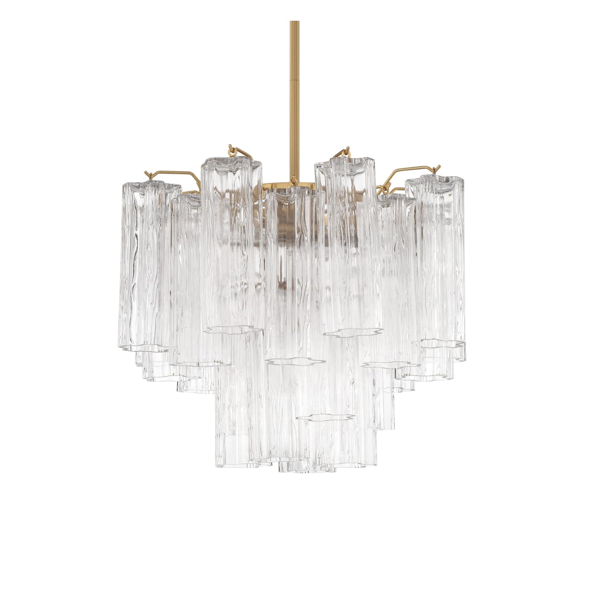 Addis 4 - Light 18in Waterfall Chandelier Clear Glass Aged Brass - fovolighting