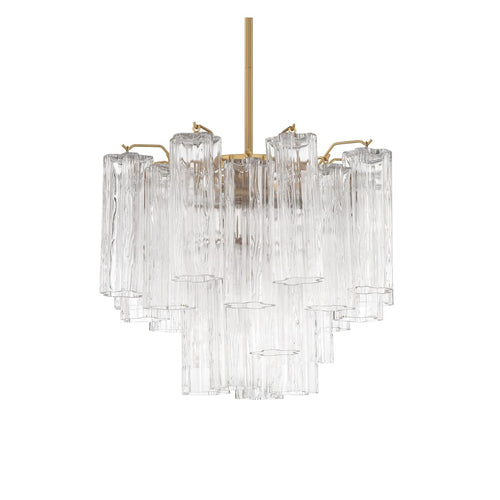 Addis 4 - Light 18in Waterfall Chandelier Clear Glass Aged Brass - fovolighting
