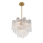 Addis 4 - Light 18in Waterfall Chandelier Clear Glass Aged Brass - fovolighting