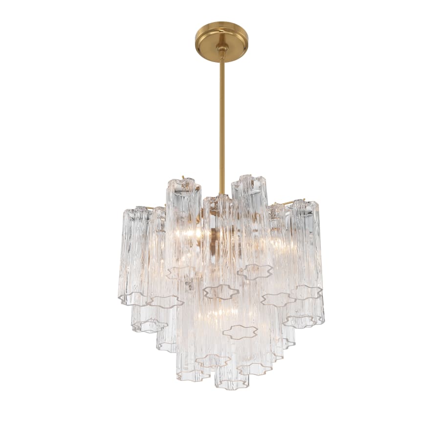 Addis 4 - Light 18in Waterfall Chandelier Clear Glass Aged Brass - fovolighting
