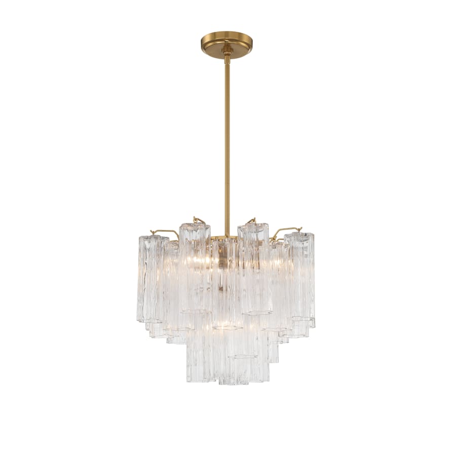 Addis 4 - Light 18in Waterfall Chandelier Clear Glass Aged Brass - fovolighting