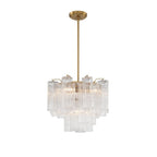 Addis 4 - Light 18in Waterfall Chandelier Clear Glass Aged Brass - fovolighting