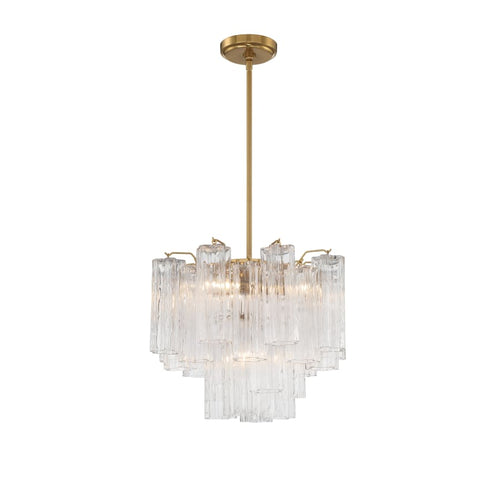 Addis 4 - Light 18in Waterfall Chandelier Clear Glass Aged Brass - fovolighting