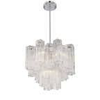 Addis 4 - Light 18in Waterfall Chandelier Clear Glass Aged Brass - fovolighting