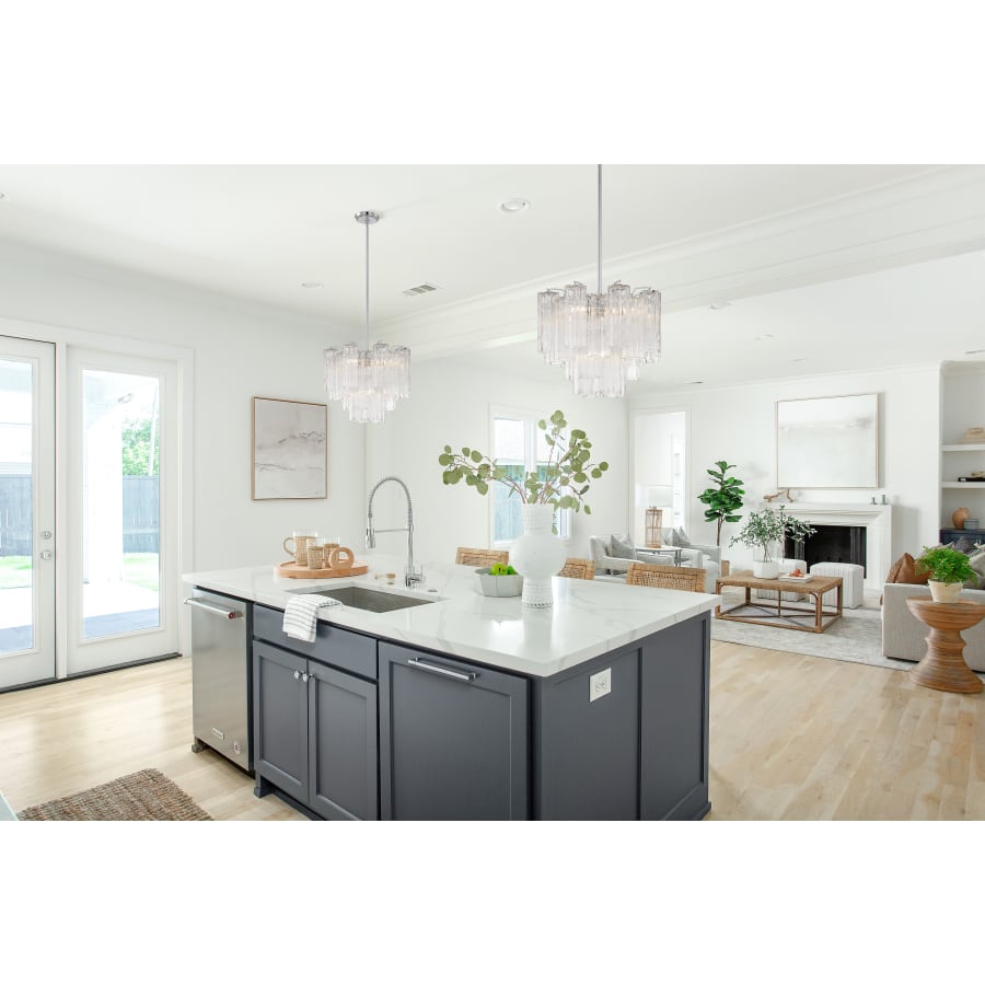 Addis 4 - Light 18in Waterfall Chandelier Clear Glass Aged Brass - fovolighting