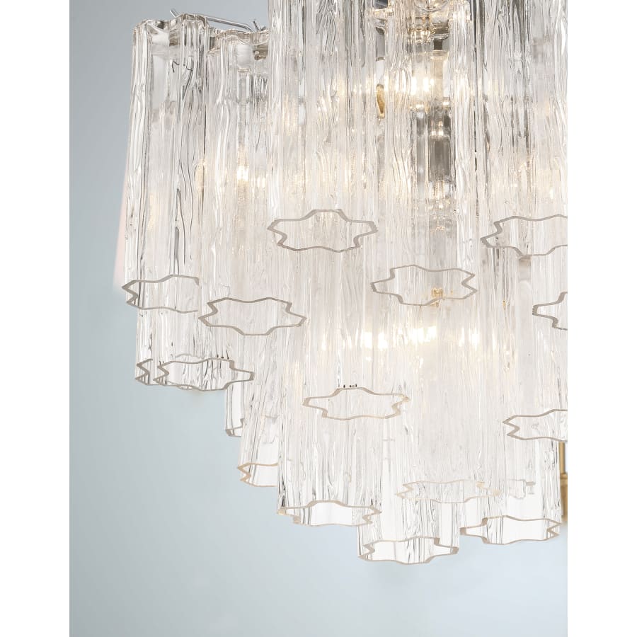 Addis 4 - Light 18in Waterfall Chandelier Clear Glass Aged Brass - fovolighting