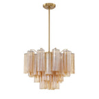 Addis 6 Light Waterfall Chandelier Aged Brass 20in Amber - fovolighting