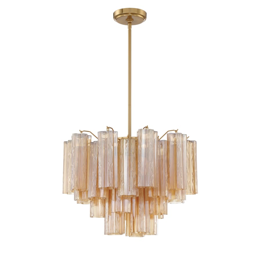 Addis 6 Light Waterfall Chandelier Aged Brass 20in Amber - fovolighting