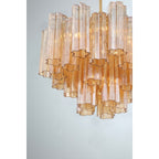 Addis 6 Light Waterfall Chandelier Aged Brass 20in Amber - fovolighting