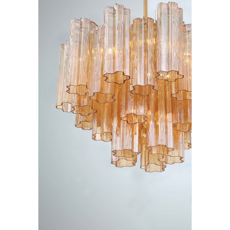 Addis 6 Light Waterfall Chandelier Aged Brass 20in Amber - fovolighting
