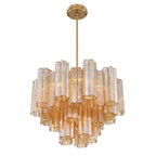 Addis 6 Light Waterfall Chandelier Aged Brass 20in Amber - fovolighting