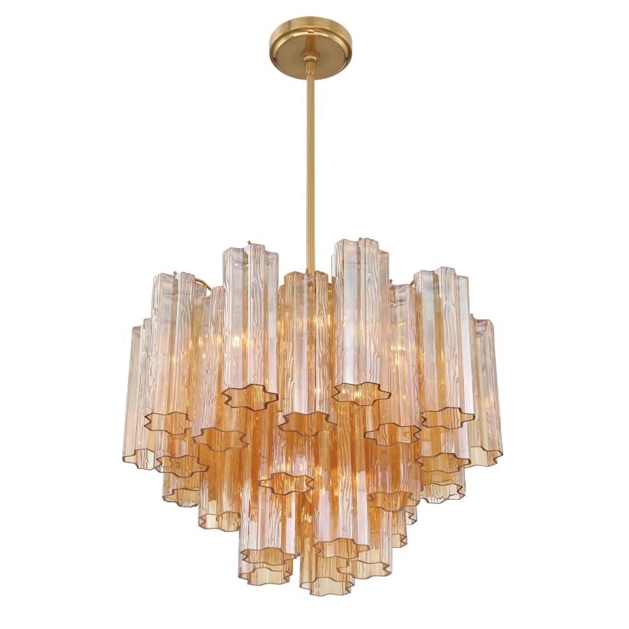 Addis 6 Light Waterfall Chandelier Aged Brass 20in Amber - fovolighting